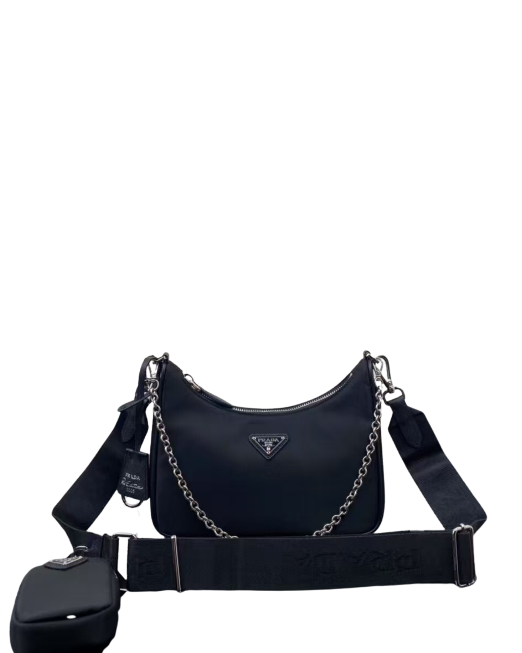 Prada | Black Nylon Chain Shoulder Bag