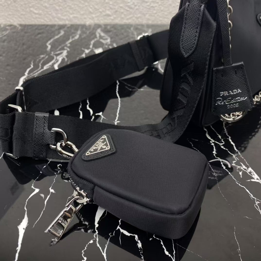 Prada | Black Nylon Chain Shoulder Bag