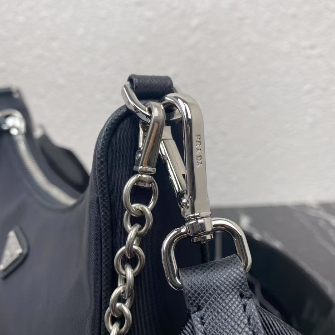 Prada | Black Nylon Chain Shoulder Bag